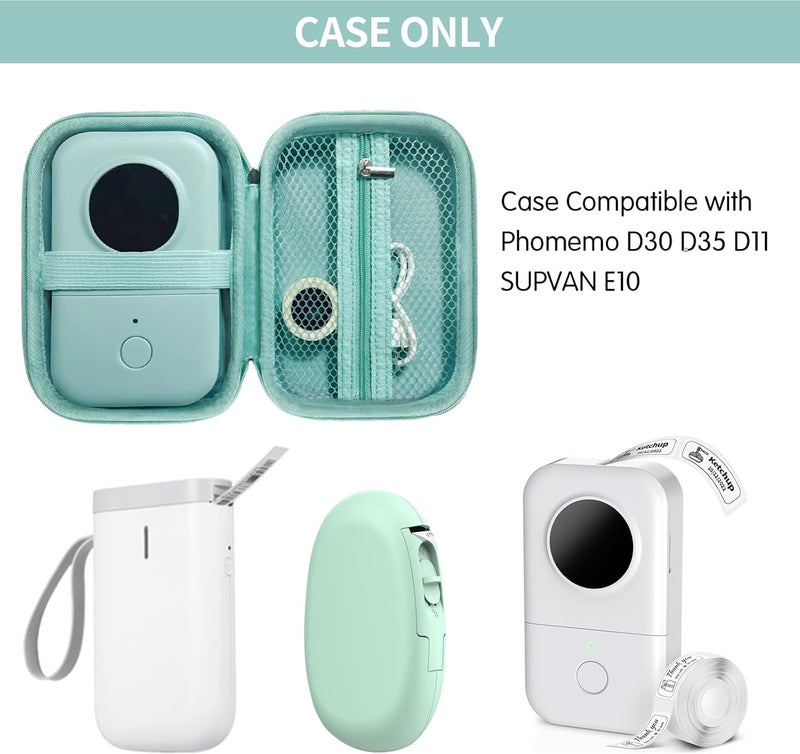 ILouxNei Case Compatible with Phomemo D30, Phomemo D35, NIIMBOT D11, SUPVAN E10 Label Maker, Portable & Durable Storage for D30 Printer Green Case - Image 2